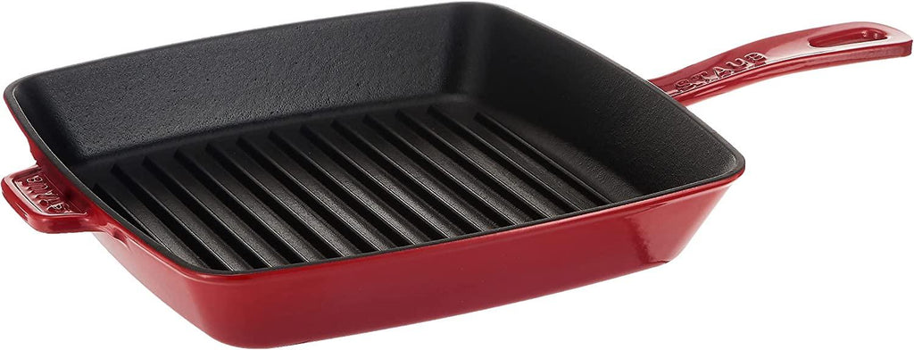 Staub Cast Iron 10-inch Square Grill Pan - Cherry, Made in France