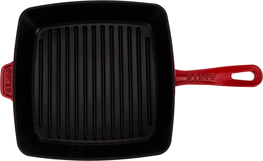 Staub Cast Iron 10-inch Square Grill Pan - Cherry, Made in France