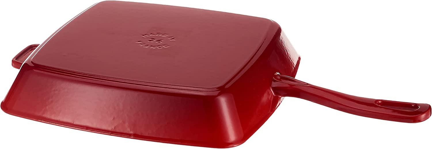 Staub Cast Iron 10-inch Square Grill Pan - Cherry, Made in France