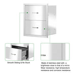 18"x 20"  Steel -in Barbecue Outdoor Kitchen Double Drawer Unit