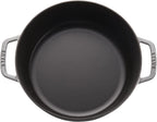 Staub Cast Iron 6-qt Cochon Shallow Wide Round Cocotte - Graphite Grey, Made in France
