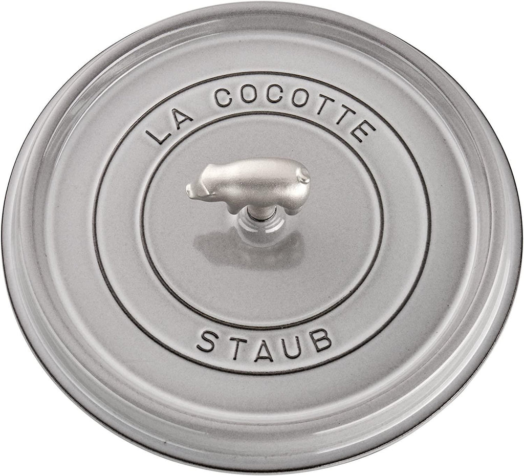 Staub Cast Iron 6-qt Cochon Shallow Wide Round Cocotte - Graphite Grey, Made in France