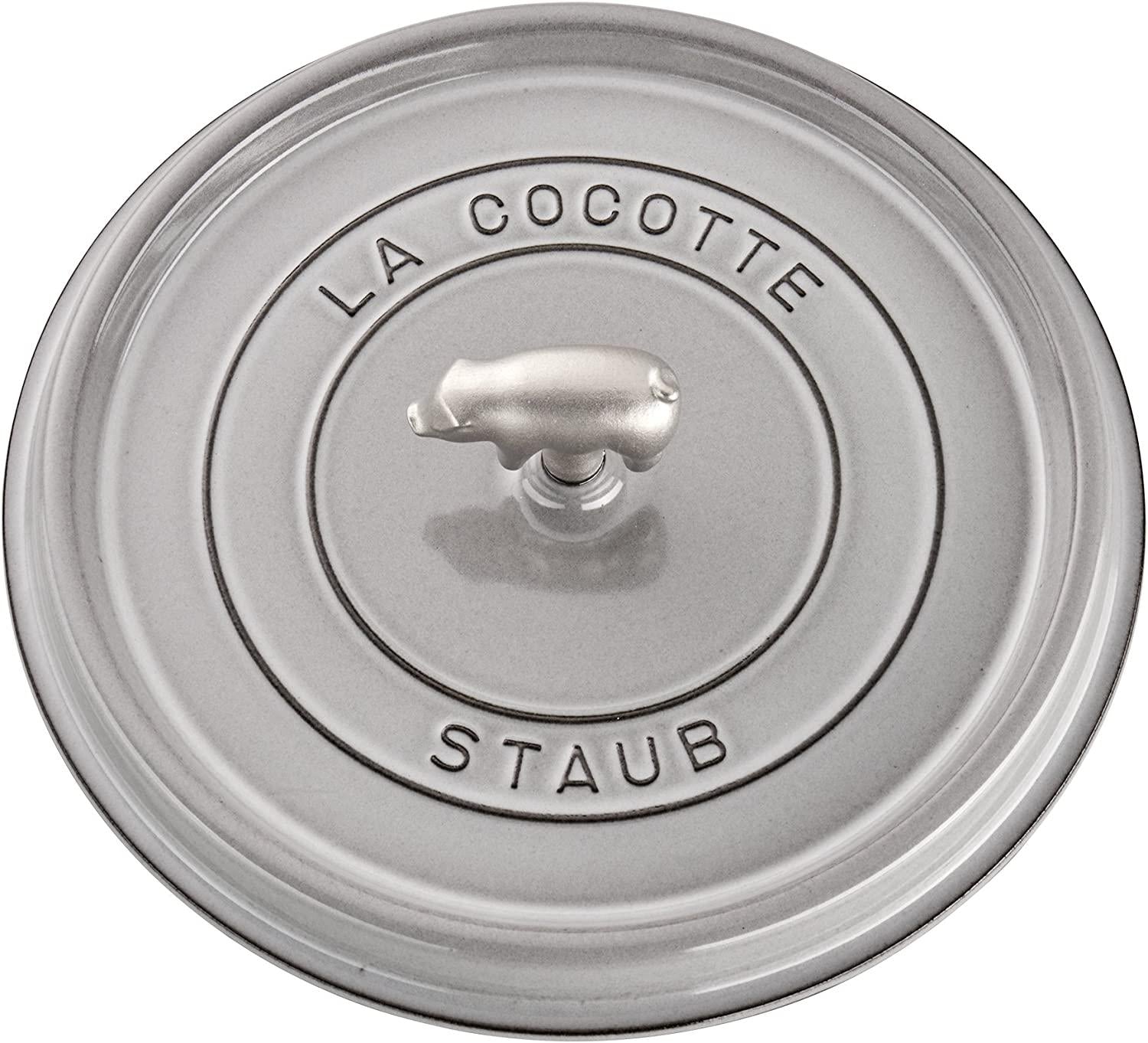 Staub Cast Iron 6-qt Cochon Shallow Wide Round Cocotte - Graphite Grey, Made in France