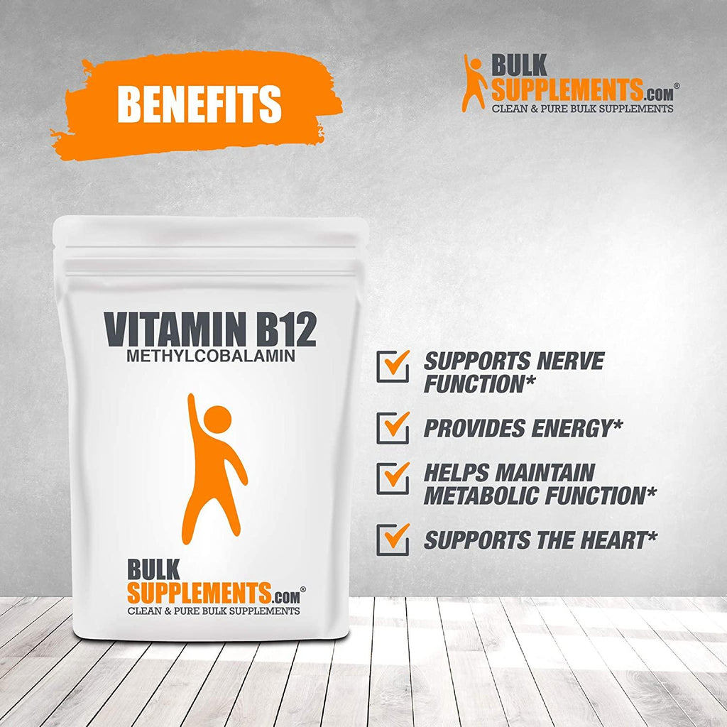 BulkSupplements.com Pure Methylcobalamin (Vitamin B12) Powder - B12 Methylcobalamin 200 mcg - Methylcobalamin B12 - Energy Vitamins (50 Grams - 1.8 oz)