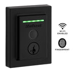 Halo Touch Matte Black Contemporary Fingerprint Wi-Fi Electronic Smart Lock Deadbolt Featuring SmartKey Security