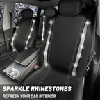 Bling Car Seat Covers Full Set, Shining Rhinestone Waterproof Leather Seat Covers For Women,Universal Fit 95% Automotive, Silver Artificial Diamond