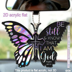 Exquisite Colorful Black Butterfly Jesus Cross Pendant, Bicycle Rearview Mirror Ornament, Key Chain, Holiday Gift
