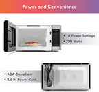 70723 0.7 cu. ft Compact 700 Watts 10 Power Settings, 6 Heating Presets, Removable Turntable, ADA Compliant Small Countertop Microwave,  Steel