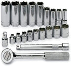SK 4521 21 Piece 3/8-Inch Drive 6 Point Standard Socket Set