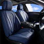 Coverado Leather Seat Covers Front, 2-Pack Universal Seat Covers for Cars, Waterproof Luxury Leatherette Car Seat Cushions, Auto Car Seats Protectors, Driver Seat Covers Fit for Most Vehicles Blue