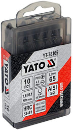 Yato Yt-78165 De Screwdriver Bits 1/4Inch X65 Mm Ph1-4,5Mm 10 Pcs |Power Tools|Hand Tools|Industrial Tools|Screwdriver For Home