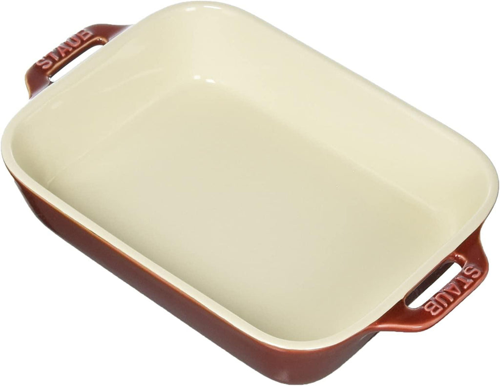 STAUB Ceramics Rectangular Baking Dish, 7.5x6-inch, Rustic Red