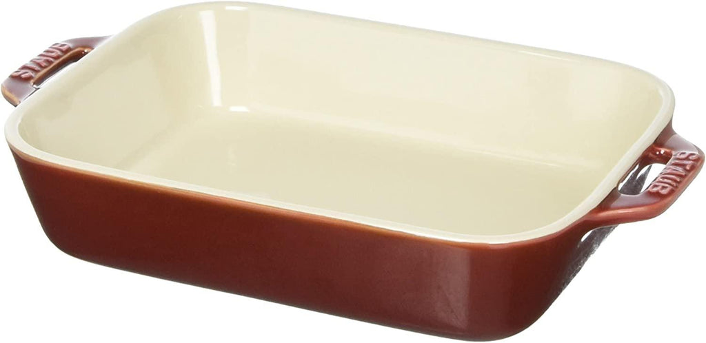 STAUB Ceramics Rectangular Baking Dish, 7.5x6-inch, Rustic Red