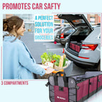 Starling's Car Trunk Organizer - Durable Storage SUV Cargo Organizer Adjustable (Bordeaux, 3 Compartments)