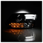 For 09-16 DodRam Pickup 1500 Sonar Light Bar DRL Projector Headlights (Smoke) YD-PRO-DR09-LBDRL-SM