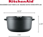 KitchenAid Seasoned Cast Iron Dutch Oven/Casserole, 6 Quart - Black