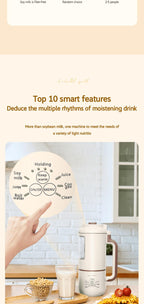 1000ml Portable Mini Soy Milk Maker with Filtering and Self-Cleaning - Perfect for 1-4 Person Households - Enjoy Fresh Soy Milk and Juices Anytime