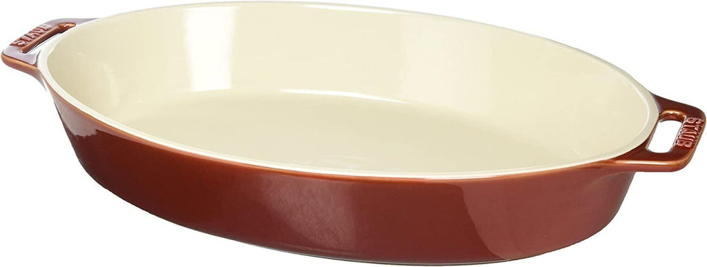 STAUB Ceramics Oval Baking Dish, 14.5-inch, Rustic Red