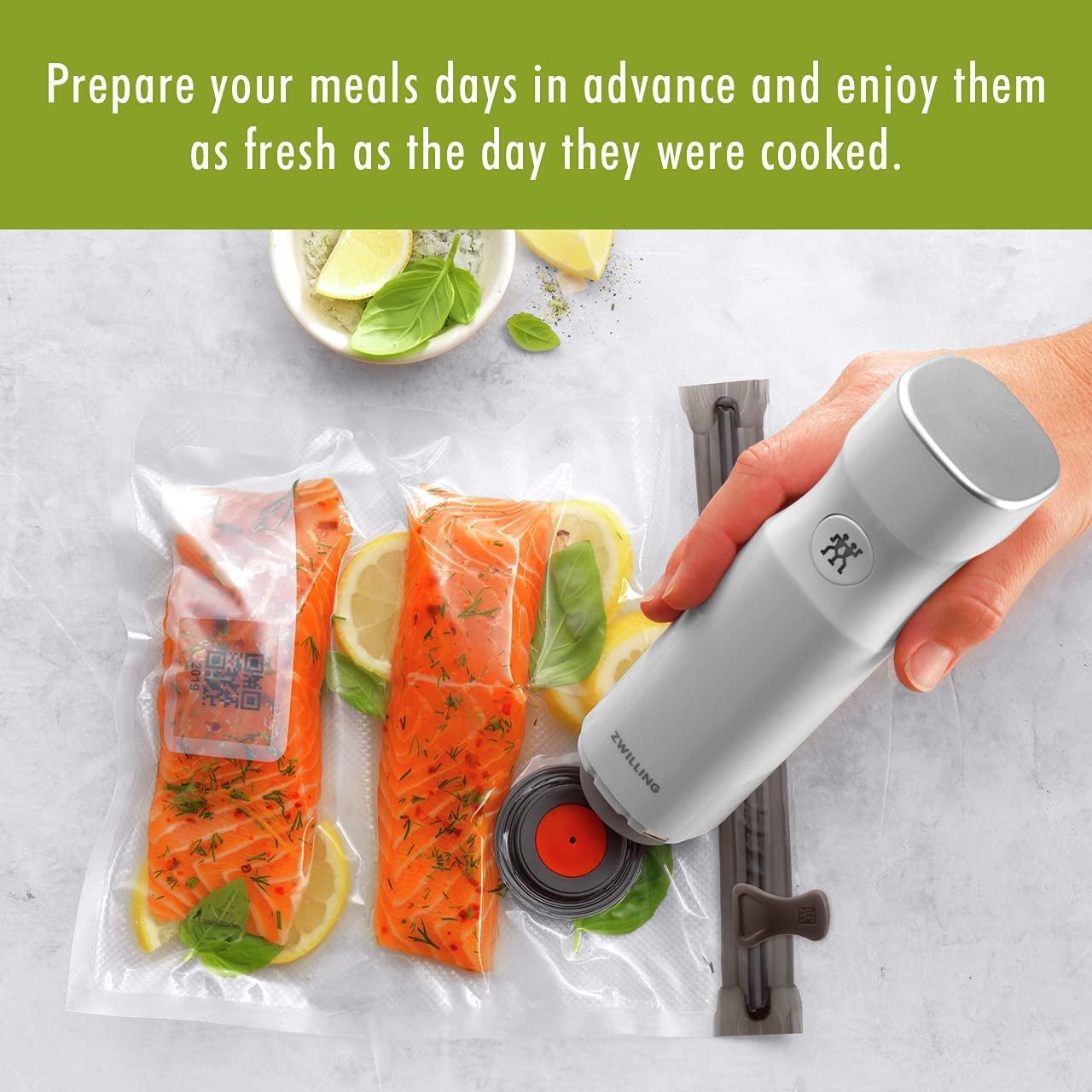 ZWILLING Fresh & Save 12-Piece Large Vacuum Sealer Bags, 2 1/4 Gallon Reusable Sous Vide Bags, Meal Prep