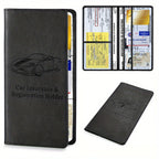 Car Registration &amp; Insurance Card Holder For Women And Men, Auto Glove Box Organizer Document Wallet Faux Leather Manual Folder