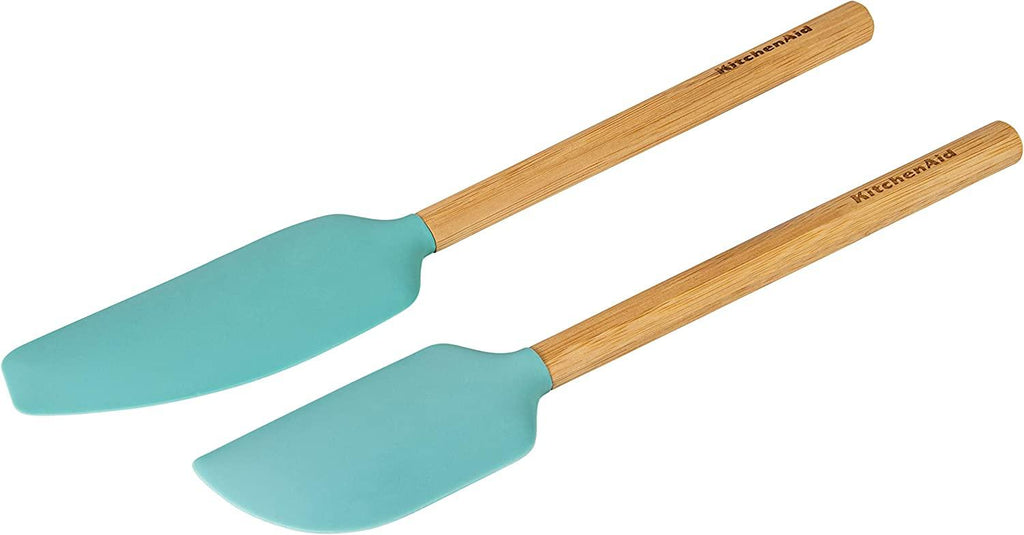 KitchenAid Bamboo Spatula Set, 2-Piece, Aqua Sky 2