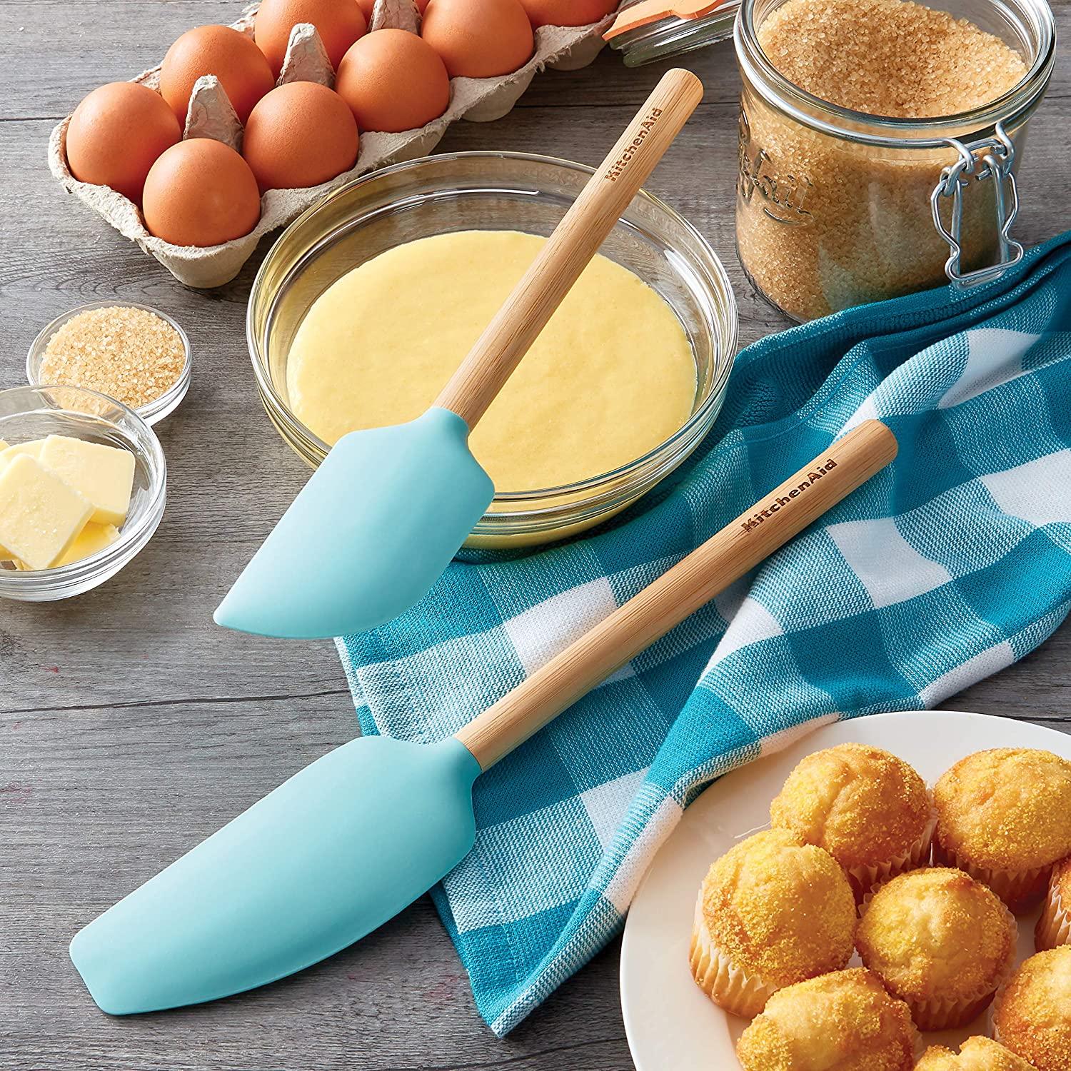 KitchenAid Bamboo Spatula Set, 2-Piece, Aqua Sky 2