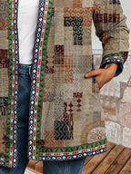 Casual Retro Ethnic Print Long-Sleeved Buttonless Jacket