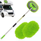 62" Car Wash Brush Kit With Long Handle, Scratch Mop Cleaning Mitt Suitable For Washing Cars Truck SUV RV Caravans And Household(2 X Mop Head)