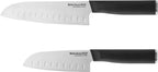 KitchenAid Classic 2 Piece Santoku Knife Set with Custom-Fit Blade Cover, 7-inch, 5-inch, Sharp Kitchen Knife, High-Carbon Japanese Stainless Steel Blades, Black