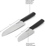 KitchenAid Classic 2 Piece Santoku Knife Set with Custom-Fit Blade Cover, 7-inch, 5-inch, Sharp Kitchen Knife, High-Carbon Japanese Stainless Steel Blades, Black