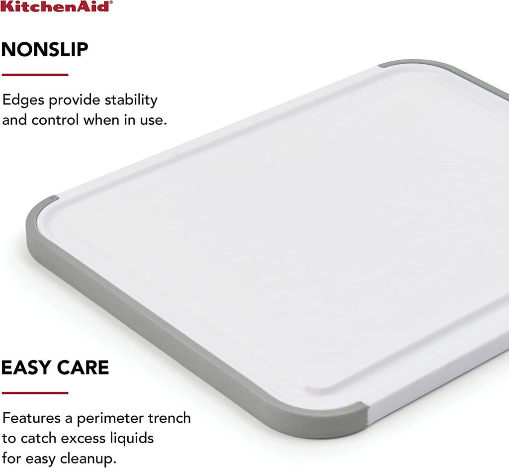 KitchenAid Classic Nonslip Plastic Cutting Board, 8x10-Inch, White
