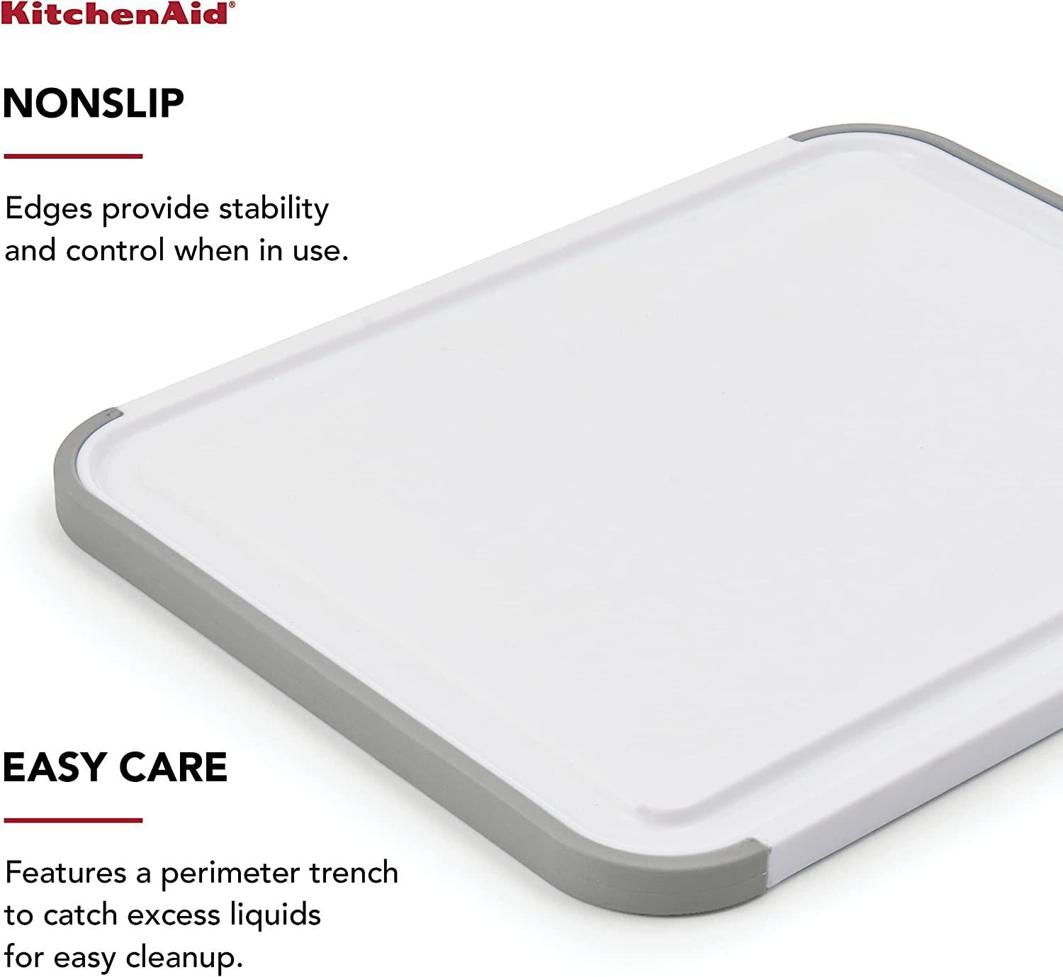 KitchenAid Classic Nonslip Plastic Cutting Board, 8x10-Inch, White