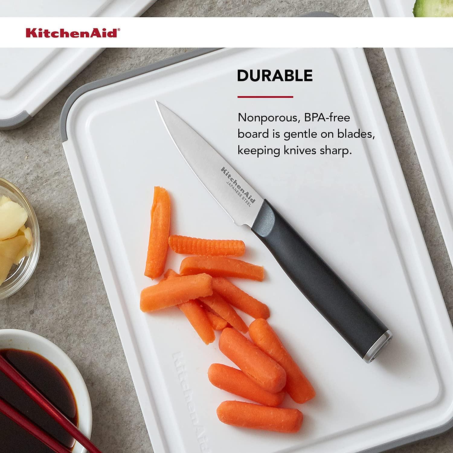 KitchenAid Classic Nonslip Plastic Cutting Board, 8x10-Inch, White