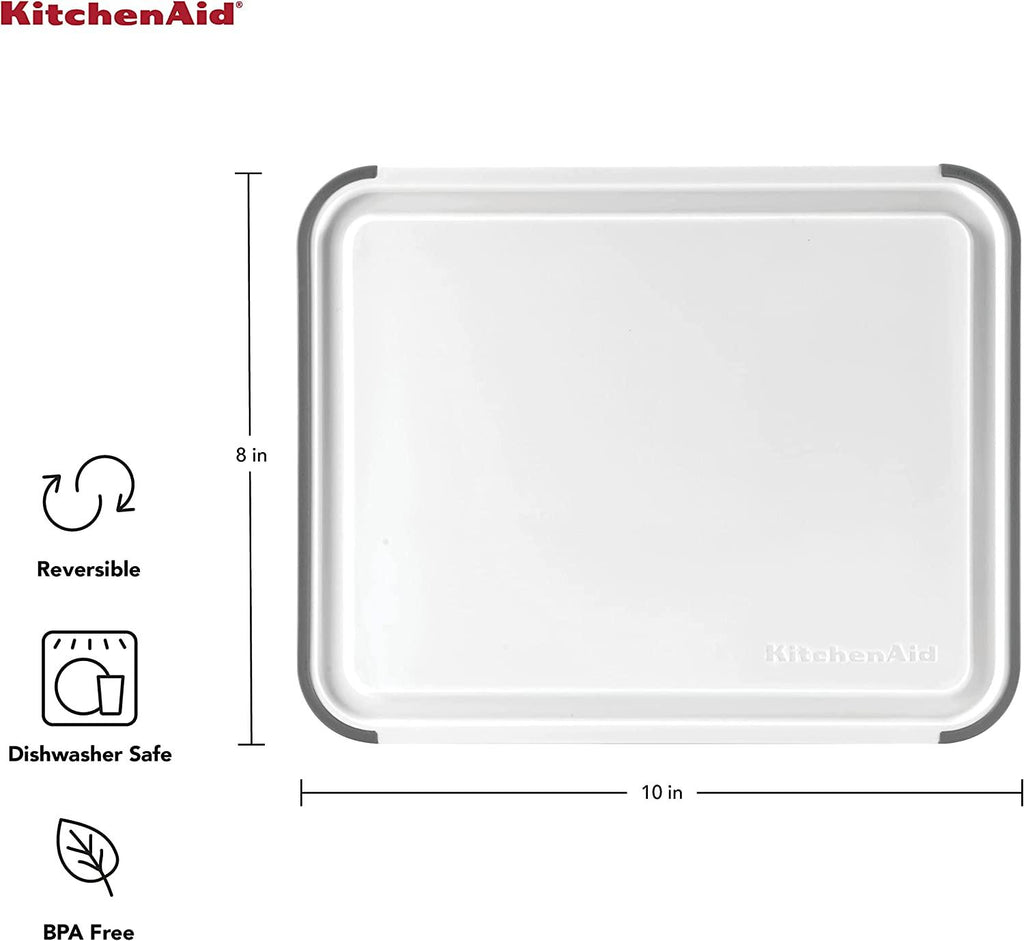 KitchenAid Classic Nonslip Plastic Cutting Board, 8x10-Inch, White