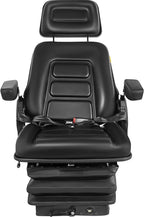 Suspension Seat Adjustable Backrest Headrest Armrest, Forklift Seat With Slide Rails, Foldable Heavy Duty for Tractor Forklift Excavator Skid Steer