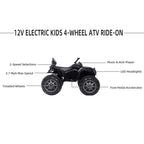 URHOMEPRO Kids Ride On ATV, 12V Battery Powered Kids Electric Cars, 4 Wheeler Quad with Headlights, MP3, USB, Volume Control, LarSeat, Electric Ride on Toys for Boys Girls, Two Speed Mode, Q11319