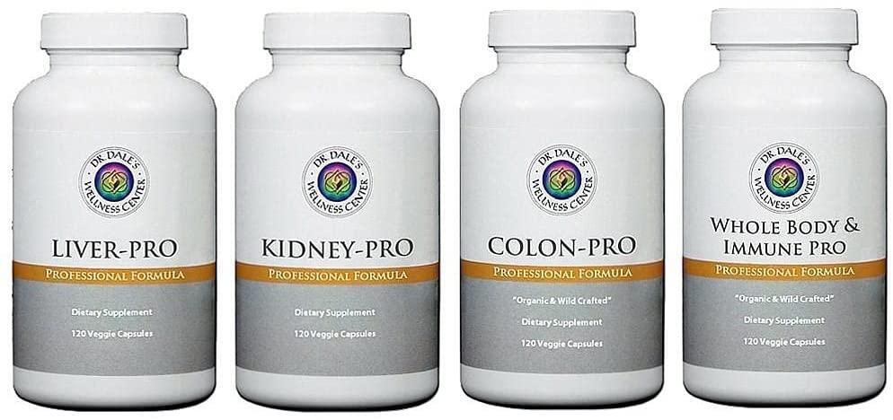 Dr Dale’s 30-Day Slow Cleanse Detox Kit for Liver, Kidney, Colon and Full Body Immune Support, Natural Herbal Dietary Supplements for Men and Women, Non-GMO, Gluten-Free, 120 Veggie Capsules, 4-Pack