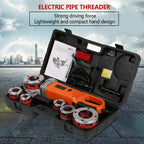 A sixx Pipe Threading Machine, Portable Ratchet Pipe Threader Kit, with 6 Dies for(US Standard 110V)