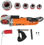 A sixx Pipe Threading Machine, Portable Ratchet Pipe Threader Kit, with 6 Dies for(US Standard 110V)