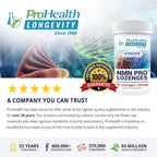 ProHealth Longevity NMN Pro Lozenges - Uthever Brand - World’s most trusted ultra-pure, stabilized, pharmaceutical grade NMN to boost NAD+, used in human clinical trials (250 mg, 30 lozenges) (6 pack)