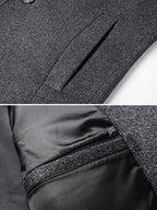 mens pure color stand collar single breasted warm woolen overcoats