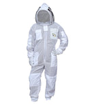 MS Professional 3 Layer Bee Suit Apiarist Ventilated Beekeeper Protective Suit with One Pair Gloves Apiary Beekeeping Suit Bee Sting Proof Suit with Fencing Veil (X-Large, White)