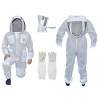 MS Professional 3 Layer Bee Suit Apiarist Ventilated Beekeeper Protective Suit with One Pair Gloves Apiary Beekeeping Suit Bee Sting Proof Suit with Fencing Veil (X-Large, White)