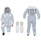 MS Professional 3 Layer Bee Suit Apiarist Ventilated Beekeeper Protective Suit with One Pair Gloves Apiary Beekeeping Suit Bee Sting Proof Suit with Fencing Veil (X-Large, White)