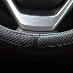 Valleycomfy Steering Wheel Covers Universal 15.75 inch - Genuine Leather, Breathable, Anti Slip &amp; Odor (Black with Black Lines, L(15" 1/2-16"))