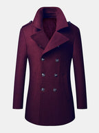mens woolen double breasted lapel collar british style overcoats