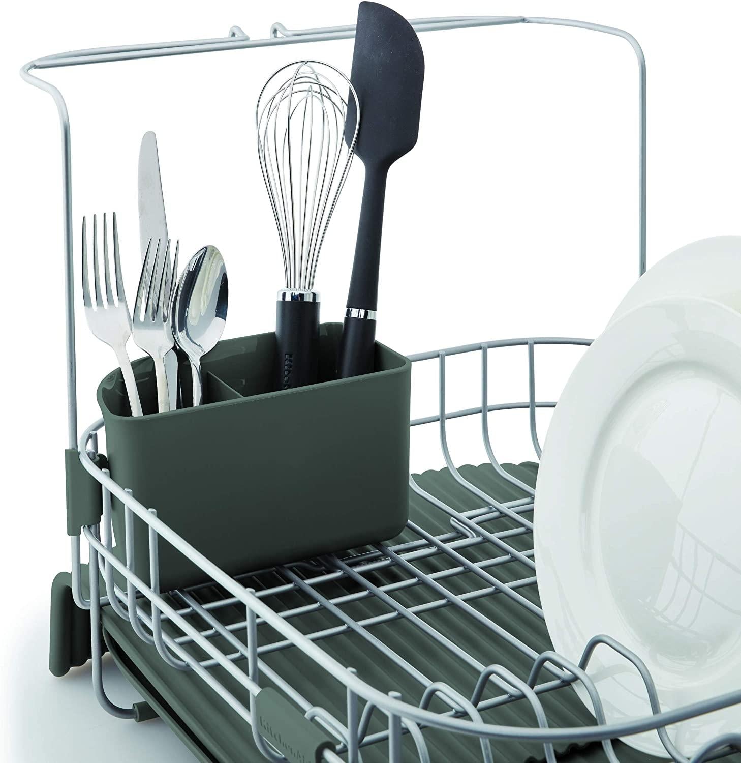 KitchenAid Satin Wire Expandable Dish Rack, 23.18-Inch, Gray