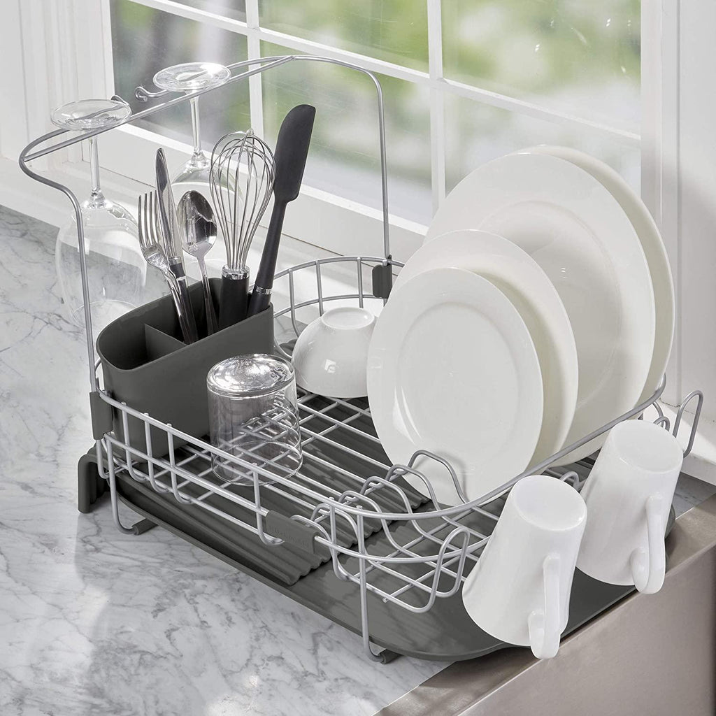 KitchenAid Satin Wire Expandable Dish Rack, 23.18-Inch, Gray