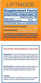 LiftMode TUDCA Sodium (Tauroursodeoxycholic Acid, Taurine-UDCA) Powder Supplement - for Liver Support & Gut Health - Fat Burner - Vegetarian, Vegan, Non-GMO, Gluten Free - 50 Grams (100 Servings)