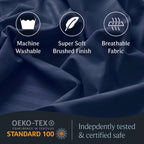 LuxClub Queen Size Striped Sheets Set, 6 PC Striped Bed Sheets, Deep Pockets 18" Eco Friendly Wrinkle Free Cooling Sheets Machine Washable Hotel Bedding Silky Soft (Queen, Striped Navy)